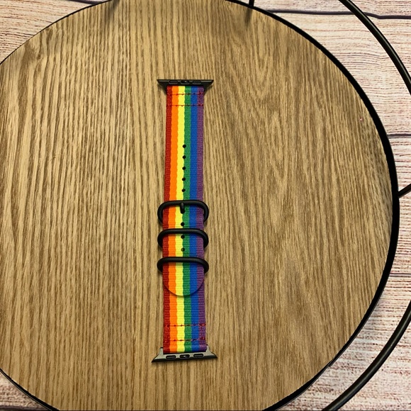Set of 2 Rainbow Nylon  Watch Bands for Apple Smart Watch size 42mm-44mm - Picture 9 of 9